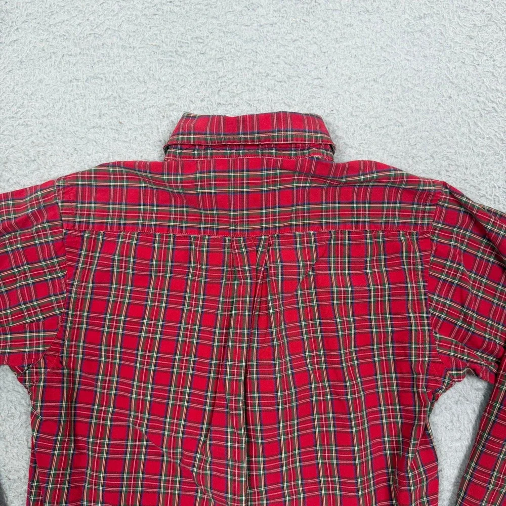 Ralph Lauren Kids Red Plaid Button Down Shirt Sz 6 Long Sleeve Cotton Pony Logo